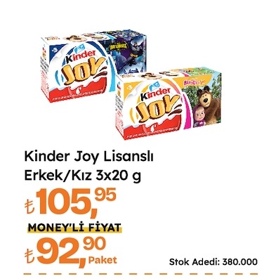 Kinder Joy Lisanslı Erkek/Kız 3X20 G