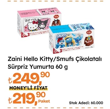 Zaini Hello Kitty/Smufs Çikolatalı Sürpriz Yumurta 60 G