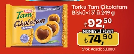 Torku Tam Çikolatam Bisküvi 3 Lü 249 G