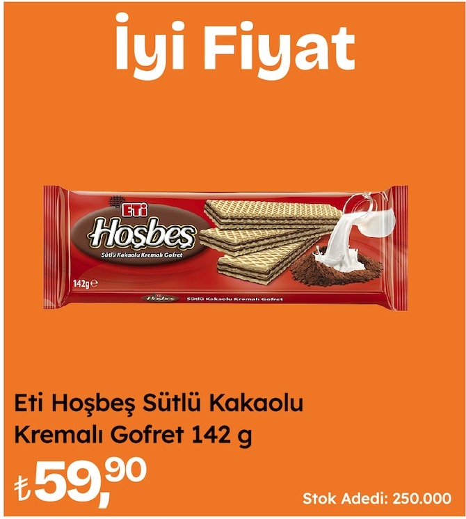Eti Hoşbeş Sütlü Kakaolu Kremalı Gofret 142 G