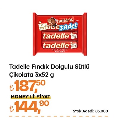 Tadelle Fındık Dolgulu Sütlü Çikolata 3X52 G