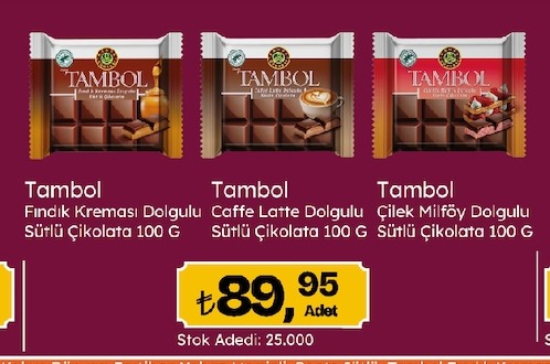 Tambol Fındık Kreması Dolgulu Sütlü Çikolata 100 G