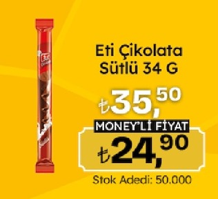 Eti Çikolata Sütlü 34 G