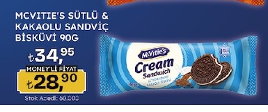 Mcvitie'S Sütlü & Kakaolu Sandviç Bisküvi 90G
