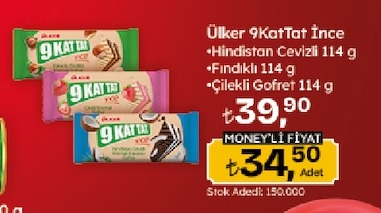 Ülker 9Kat Tat İnce Çilekli Gofret 114 G