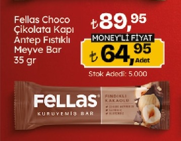 Fellas Choco Çikolata Kapı Antep Fıstıklı Meyve Bar 35 Gr