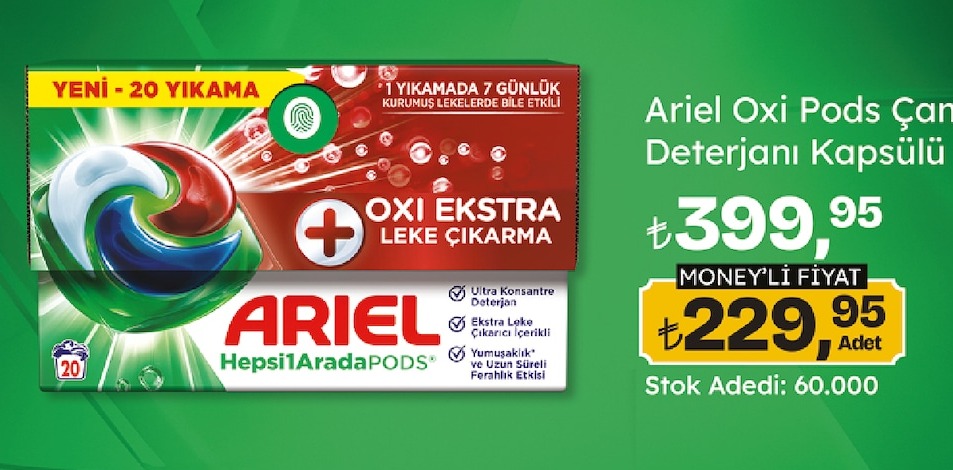 Ariel Oxi Pods Çamaşır Deterjanı Kapsülü 20 Adet