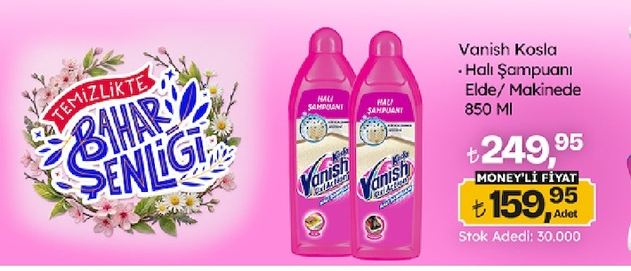 Vanish Kosla Halı Şampuanı Elde/Makinede 850Ml