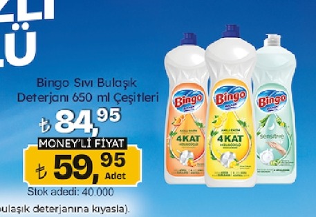 Bingo Sıvı Bulaşık Deterjanı 650 Ml Çeşitleri