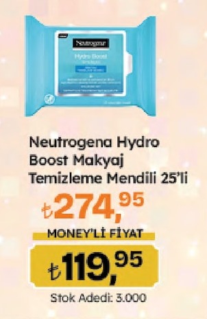 Neutrogena Hydro Boost Makyaj Temizleme Mendili 25'Li