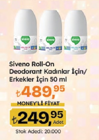 Siveno Roll-On Deodorant Kadınlar İçin/Erkekler İçin 50 Ml