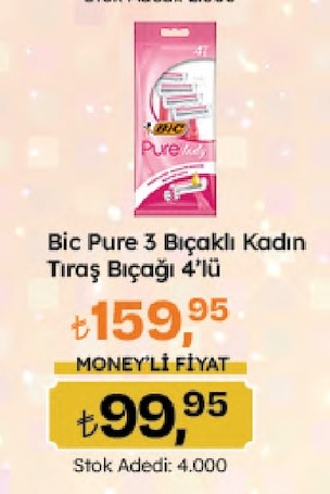 Bic Pure 3 Bıçaklı Kadın Tıraş Bıçağı 4'Lü
