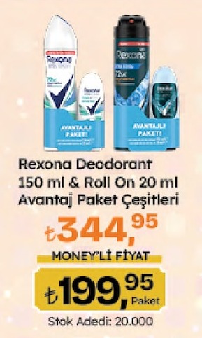 Rexona Deodorant 150 Ml & Roll On 20 Ml Avantaj Paket Çeşitleri