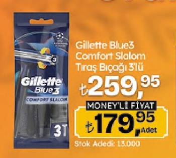 Gillette Blue3 Comfort Slalom Tiras Bigagi 3'Lü
