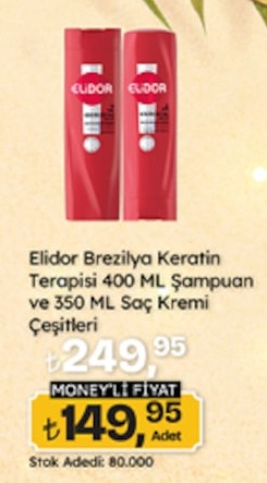 Elidor Brezilya Keratin Terapisi 400 Ml Şampuan Ve 350 Ml Saç Kremi Çeşitleri