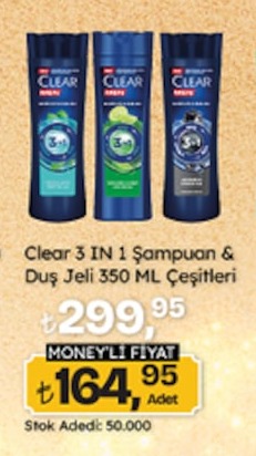 Clear 3 In 1 Şampuan & Duş Jeli 350 Ml Çeşitleri