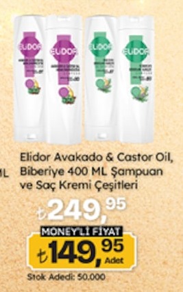 Elidor Avakado & Castor Oil, Biberiye 400 Ml Şampuan Ve Saç Kremi Çeşitleri