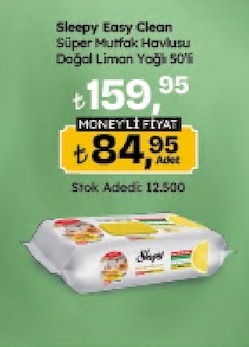 Sleepy Easy Clean Super Mutfak Havlusu Dogal Limon Yagli 50Li