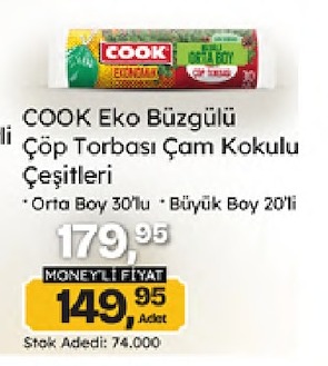 Cook Eko Büzgülü Çöp Torbası Çam Kokulu Orta Boy 30'Lu