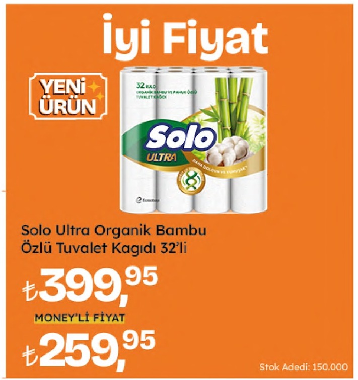 Solo Ultra Organik Bambu Özlü Tuvalet Kağıdı 32'Li