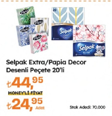 Selpak Extra/Papia Decor Desenli Peçete 20'Li