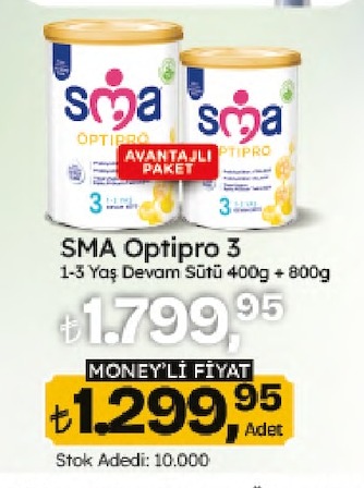 Sma Optipro 3 1-3 Yaş Devam Sütü 400G + 800G