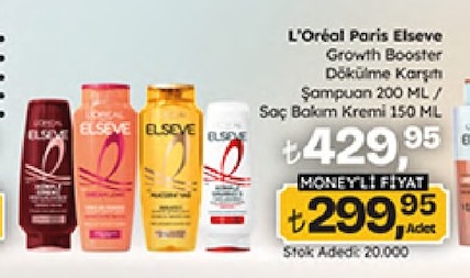 L'Oréal Paris Elseve Growth Booster Dökülme Karşıtı Şampuan 200 Ml / Saç Bakım Kremi 150 Ml