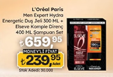 L'Oreal Paris Men Expert Hydra Energetic Duş Jeli 300 Ml + Elseve Komple Direnç 400 Ml Şampuan Set
