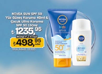 Nivea Sun Spf 50 Yüz Güneş Koruma 40Ml & Çocuk Ultra Koruma Spf 50 150Ml