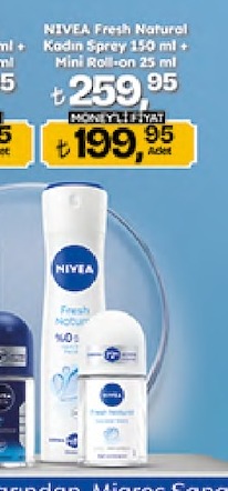 Nivea Fresh Natural Kadın Sprey 150 Ml + Mini Roll-On 25 Ml