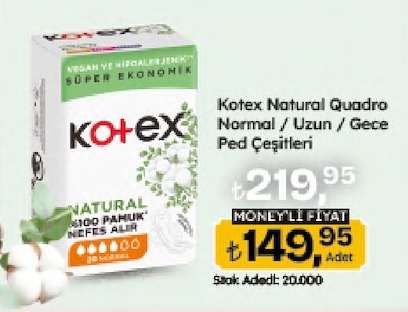 Kotex Natural Quadro Normal / Uzun / Gece Ped Çeşitleri