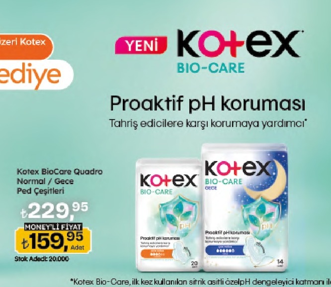 Kotex Biocare Quadro Normal / Gece Ped Çeşitleri