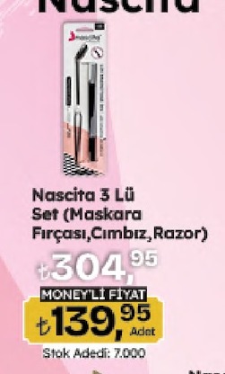 Nascıta 3 Lü Set (Maskara Fırçası, Cımbız, Razor) 1 Adet
