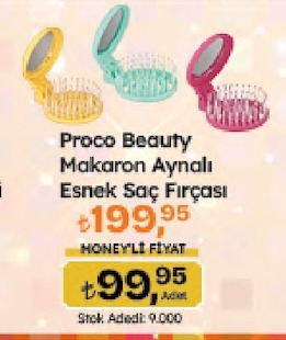 Proco Beauty Makaron Aynalı Esnek Saç Fırçası