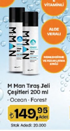 M Man Tıraş Jeli Çeşitleri 200 Ml