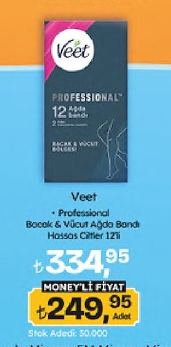 Veet Professional Bacak Ve Vücut Ağda Bandı Hassas Ciltler 12 Adet