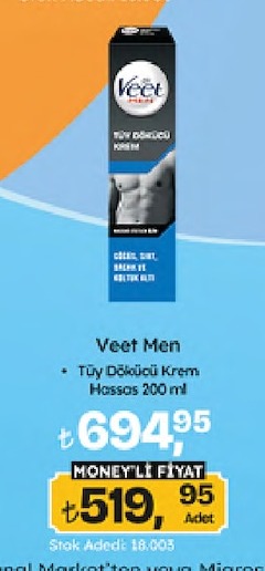 Veet Men Tüy Dökücü Krem Hassas 200 Ml