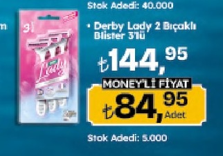 Derby Lady 2 Bıçaklı Blister 3'Lü