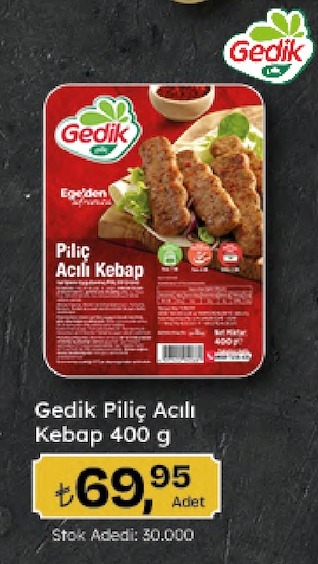 Gedik Piliç Acılı Kebap 400 G