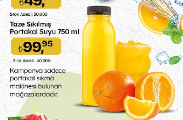 Taze Sıkılmış Portakal Suyu 750 Ml