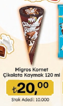 Migros Kornet Çikolata Kaymak 120 Ml