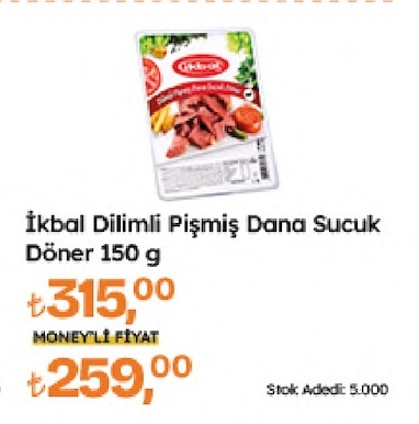 İkbal Dilimli Pişmiş Dana Sucuk Döner 150 G
