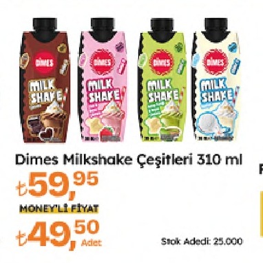 Dimes Milkshake Çeşitleri 310 Ml