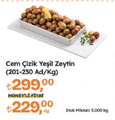 Cem Çizik Yeşil Zeytin 201-230 Ad/Kg