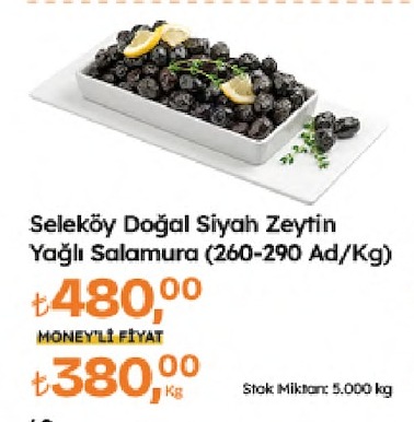 Seleköy Doğal Siyah Zeytin Yağlı Salamura (260-290 Ad/Kg)