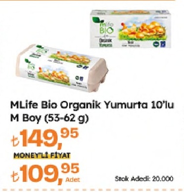 Mlife Bio Organik Yumurta 10'Lu M Boy (53-62 G)