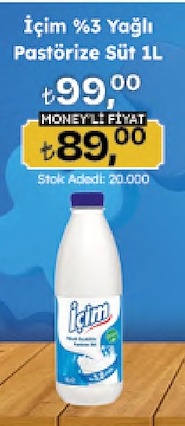 İçim %3 Yağlı Pastörize Süt 1L