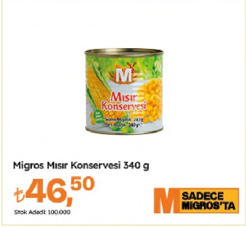 Migros Mısır Konservesi 340 G