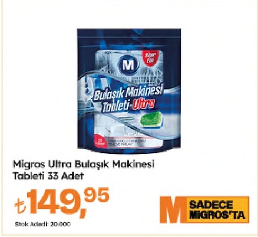 Migros Ultra Bulaşık Makinesi Tableti 33 Adet
