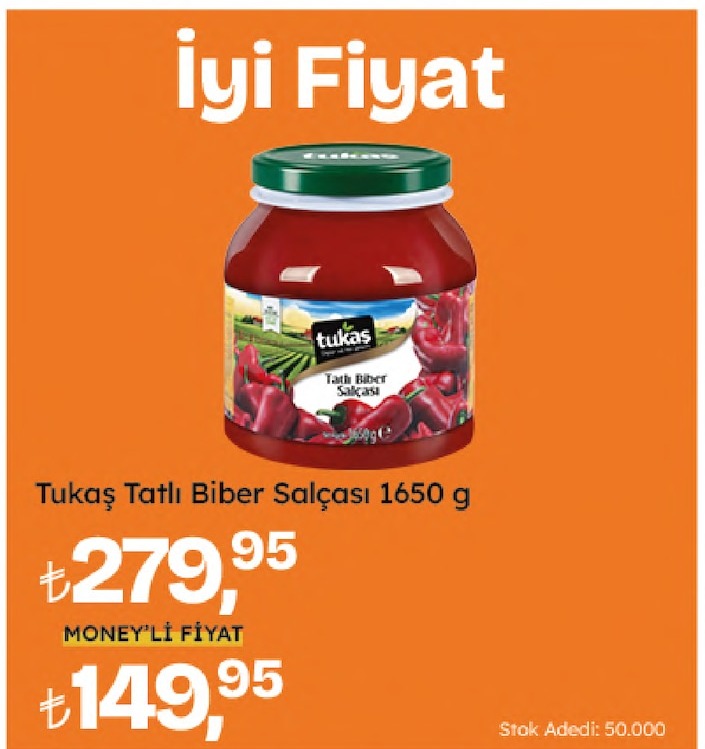 Tukaş Tatlı Biber Salçası 1650 G